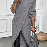 Sloane | Wrap-Front Long Sweater Dress