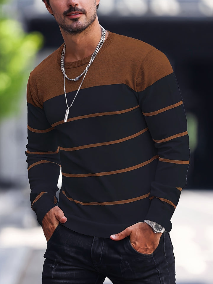 Declan | Colour-Block Striped Crew Neck Sweater