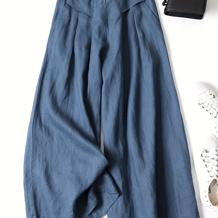 Linen Wide-Leg Ankle Pants