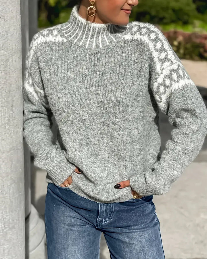Thea | Cozy Patterned Turtleneck Sweater