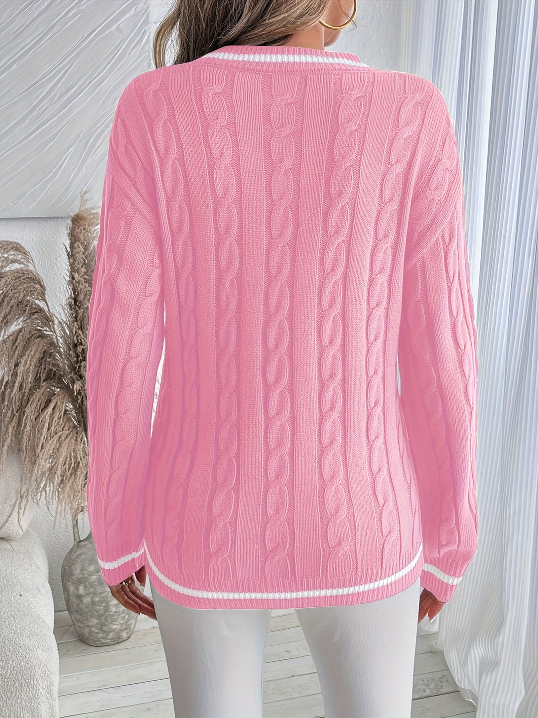 Daphne | Cable-Knit V-Neck Sweater