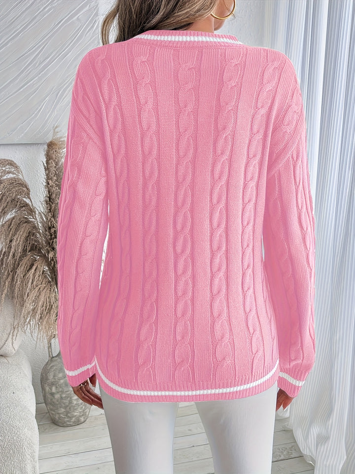 Daphne | Cable-Knit V-Neck Sweater
