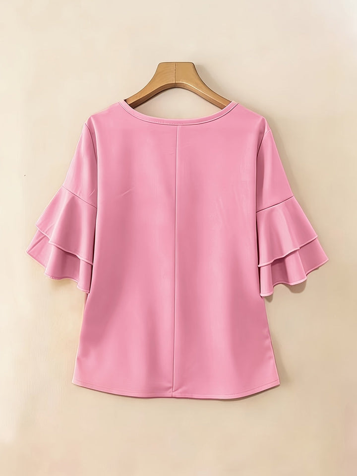Eloise | Flowing Pearl-Button Blouse