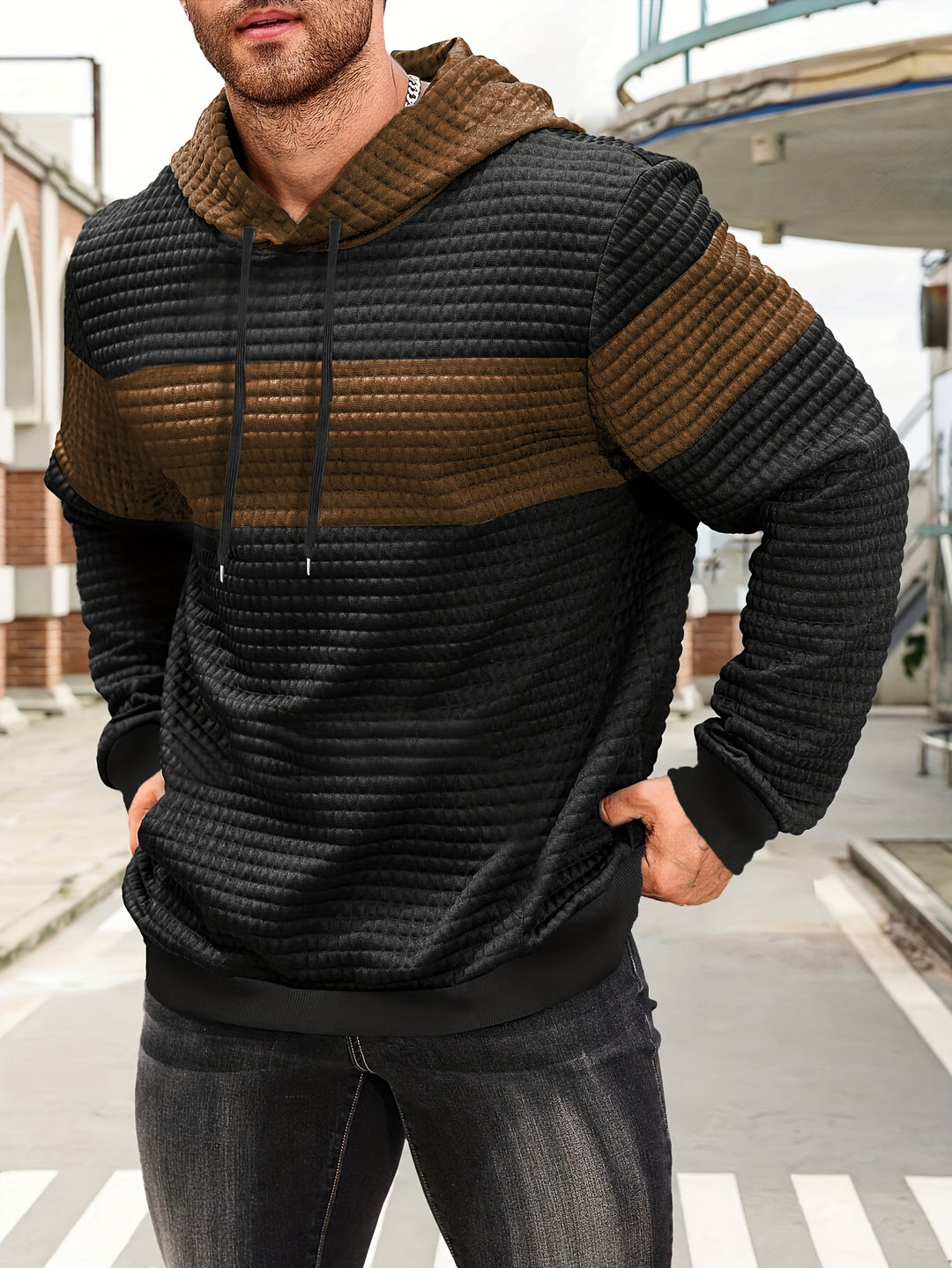 Russell | Textured Colour-Block Hoodie