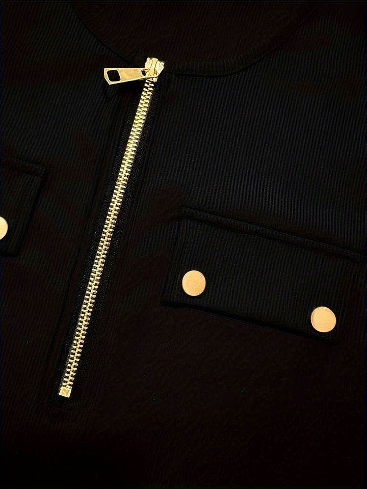 Priscilla | Ribbed Zip-Neck Top