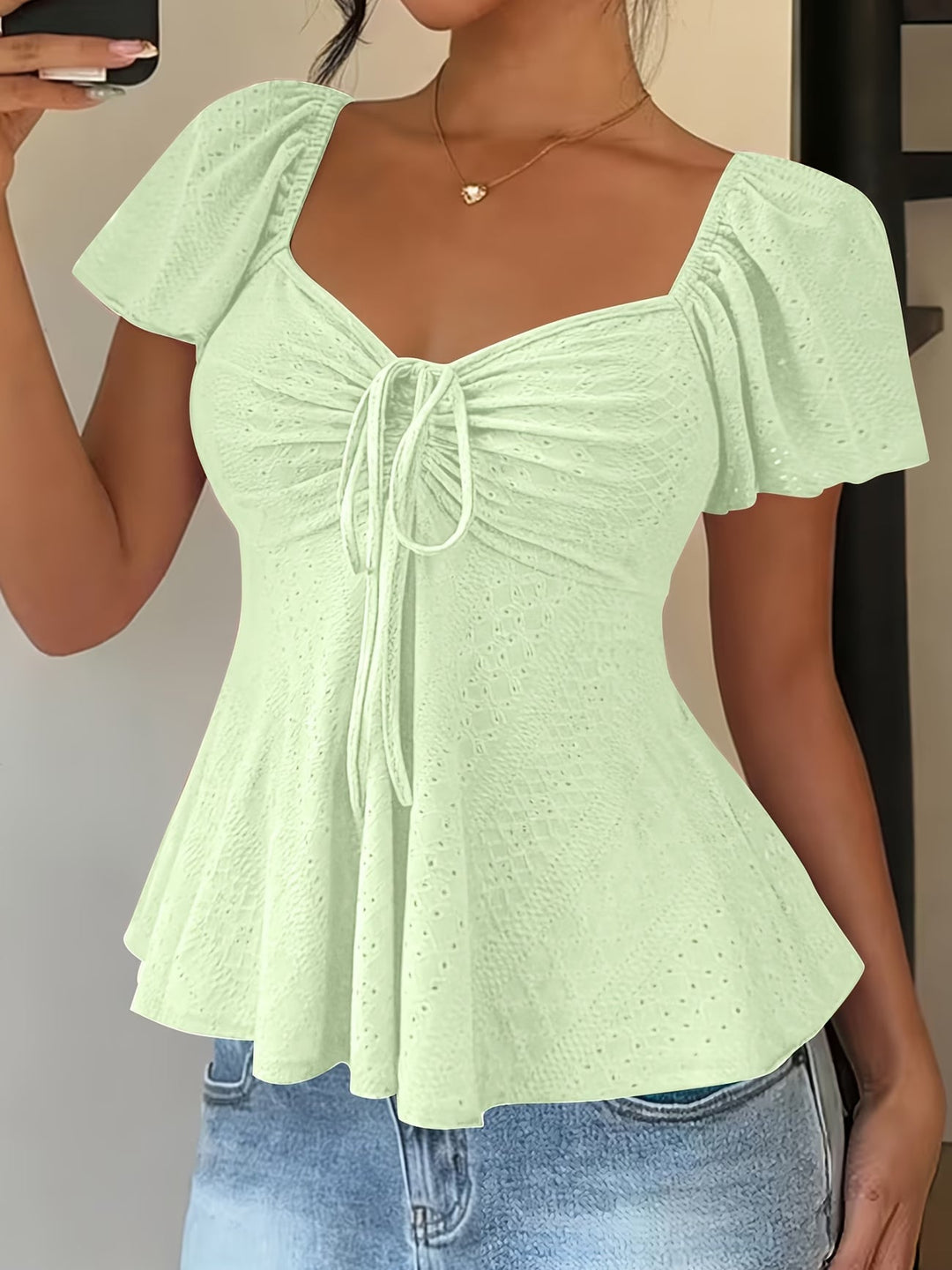 Darina | Breathable V-Neck Drawstring Top