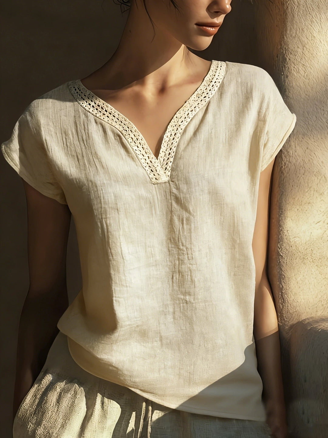 Nora | Decorative Trim V-Neck Blouse