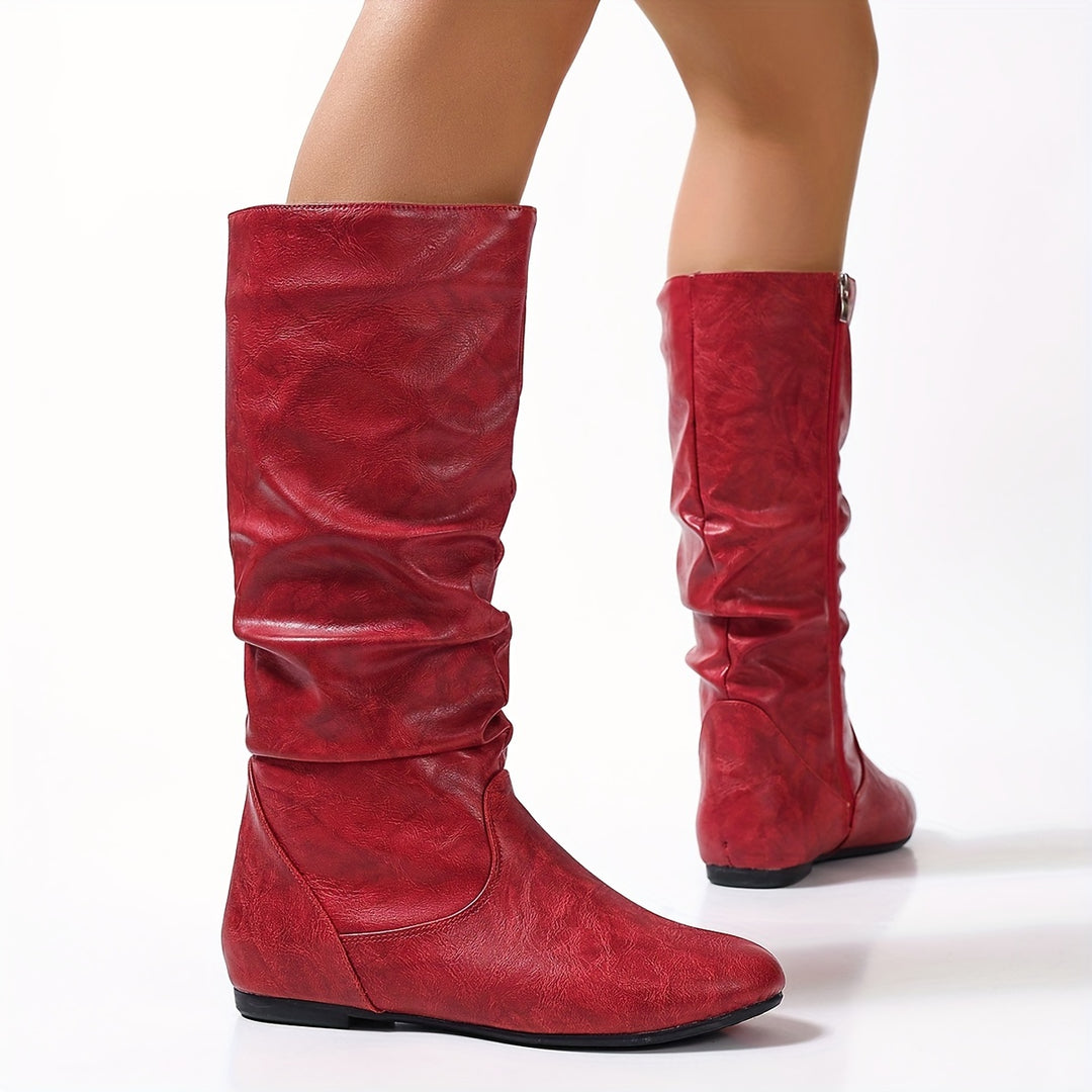 Marlene | Slouch Flat Mid-Calf Boots