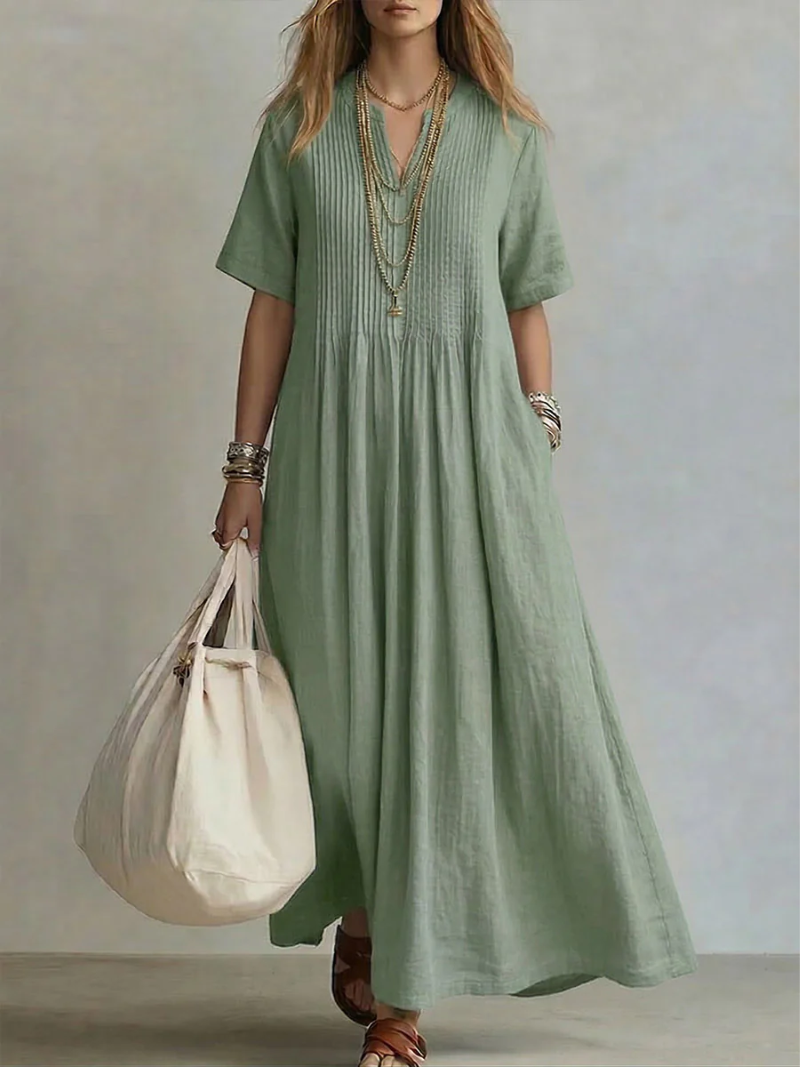 Carys | Stylish V-Neck Mid Sleeve Dress