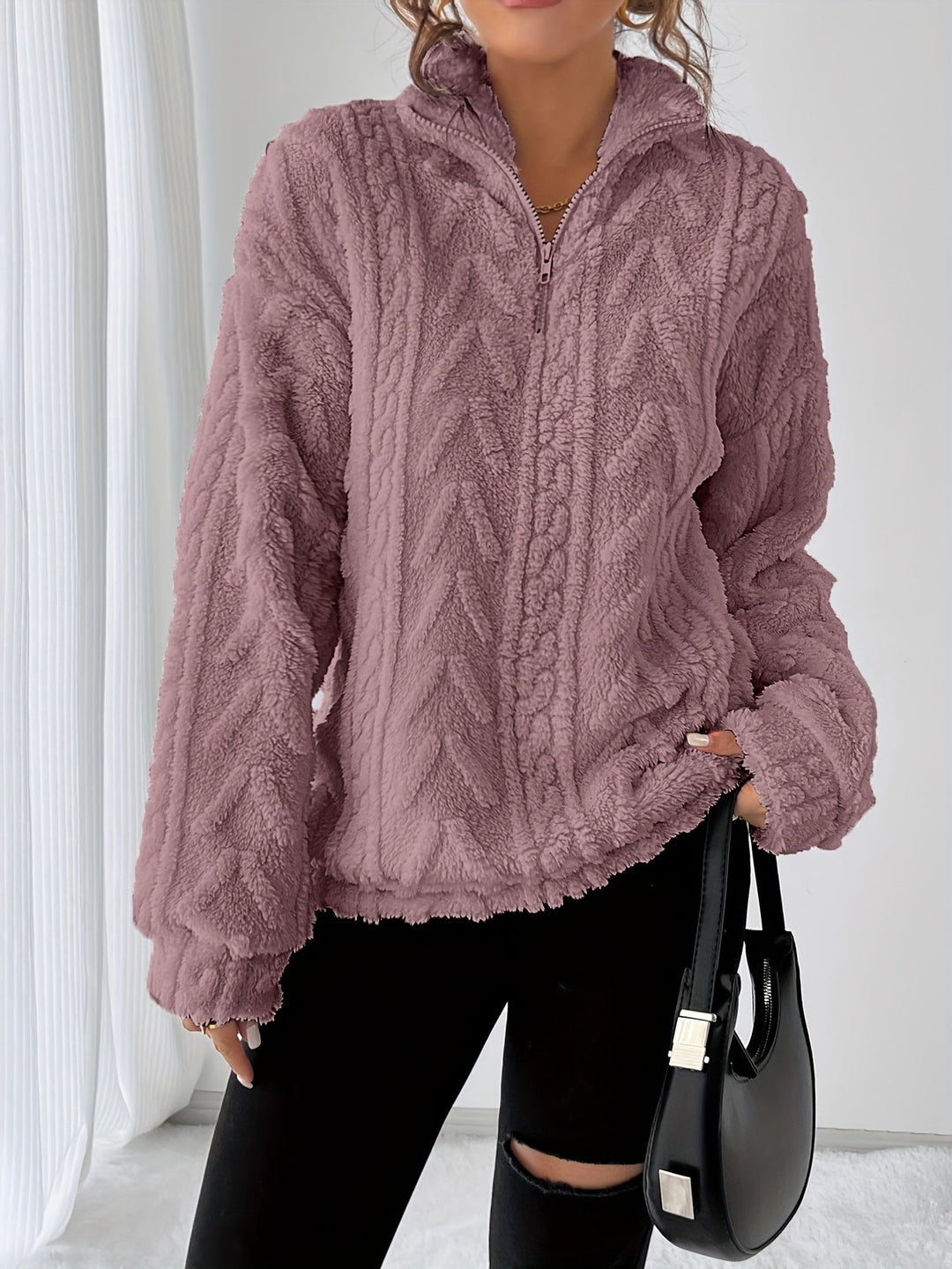 Loretta | Cozy Textured Stand-Collar Pullover