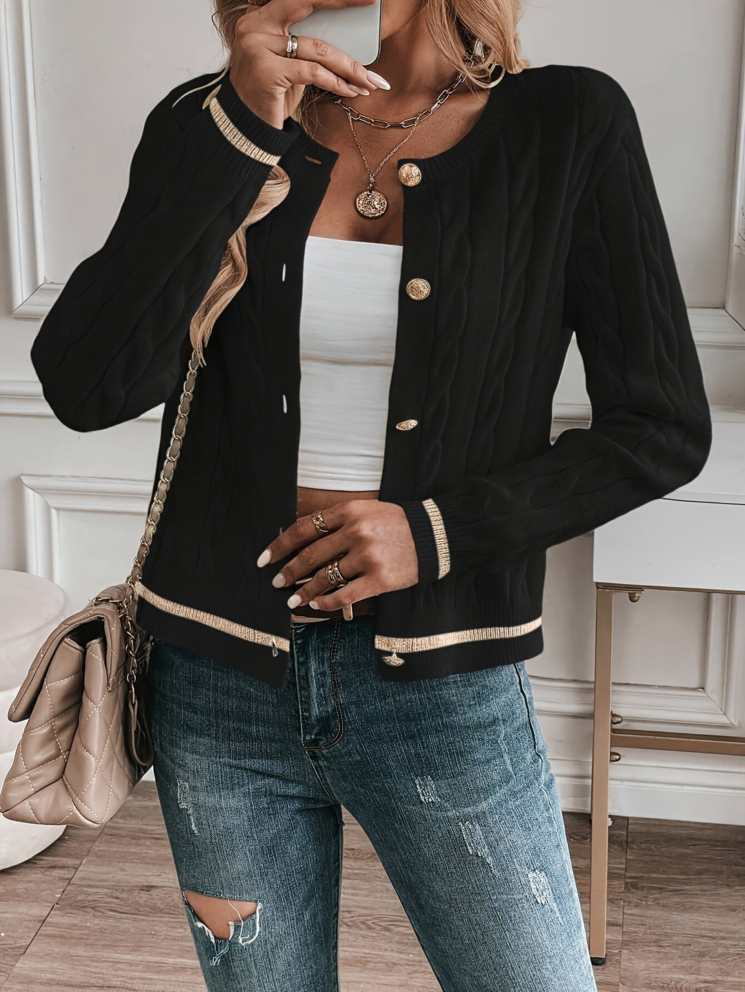 Laurel | Textured Button-Front Cardigan