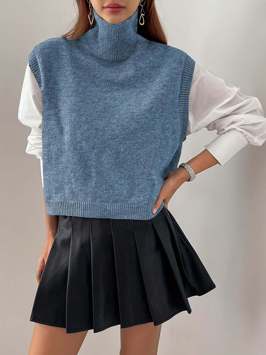 Susanna | High-Neck Knit Sweater Vest