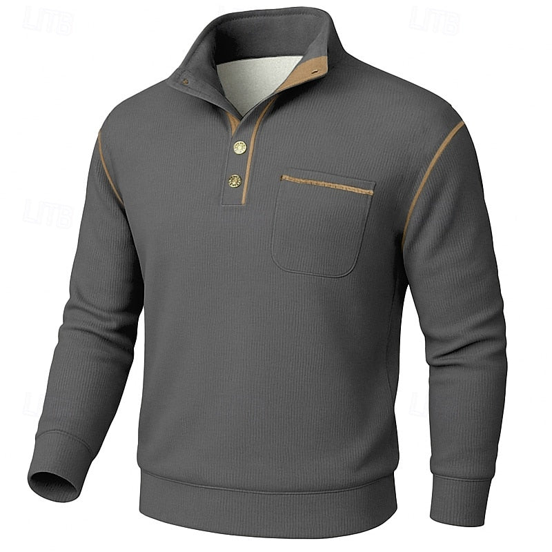 Byron | Button-Up Standing Collar Pullover