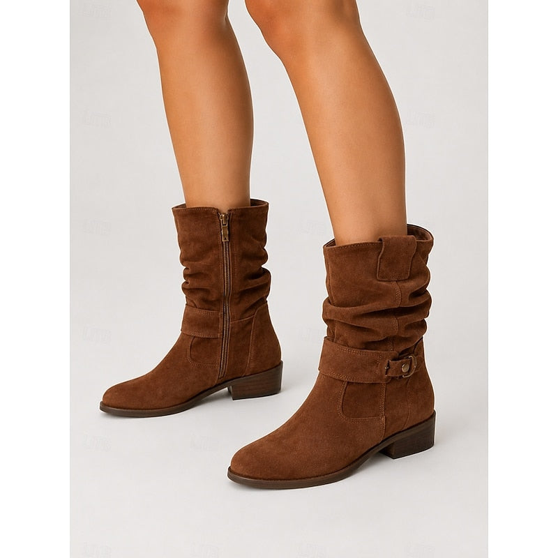 Marlene | Slouchy Buckle Ankle Boots