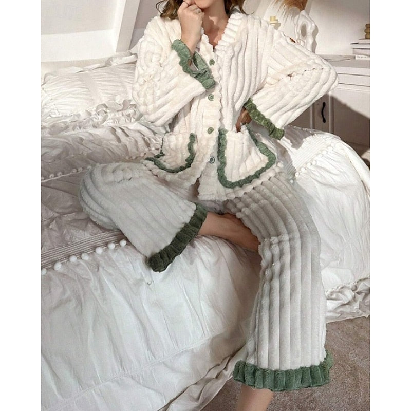 Whitney | Cozy Ruffle-Trim Two-Piece Set