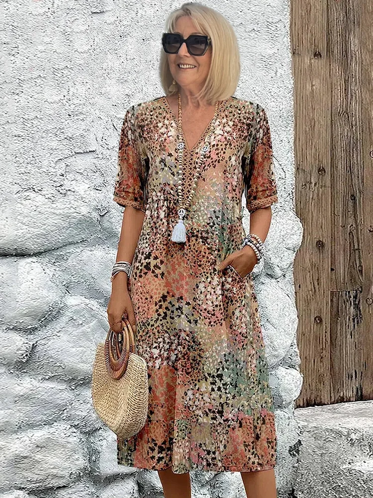 Fleur | Vibrant Pattern Midi Dress