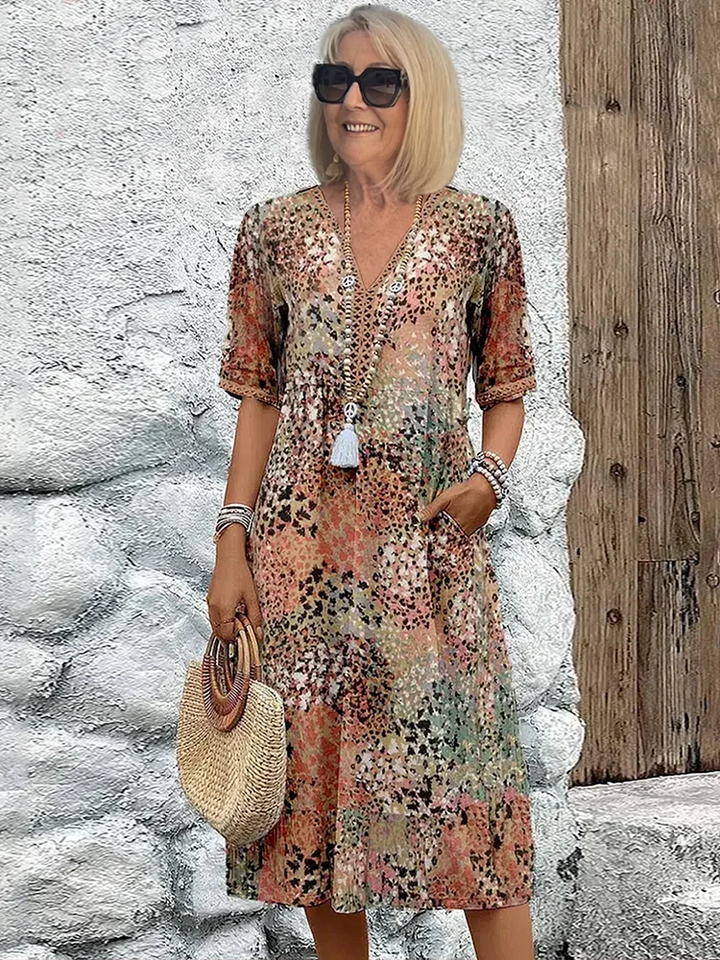 Fleur | Vibrant Pattern Midi Dress