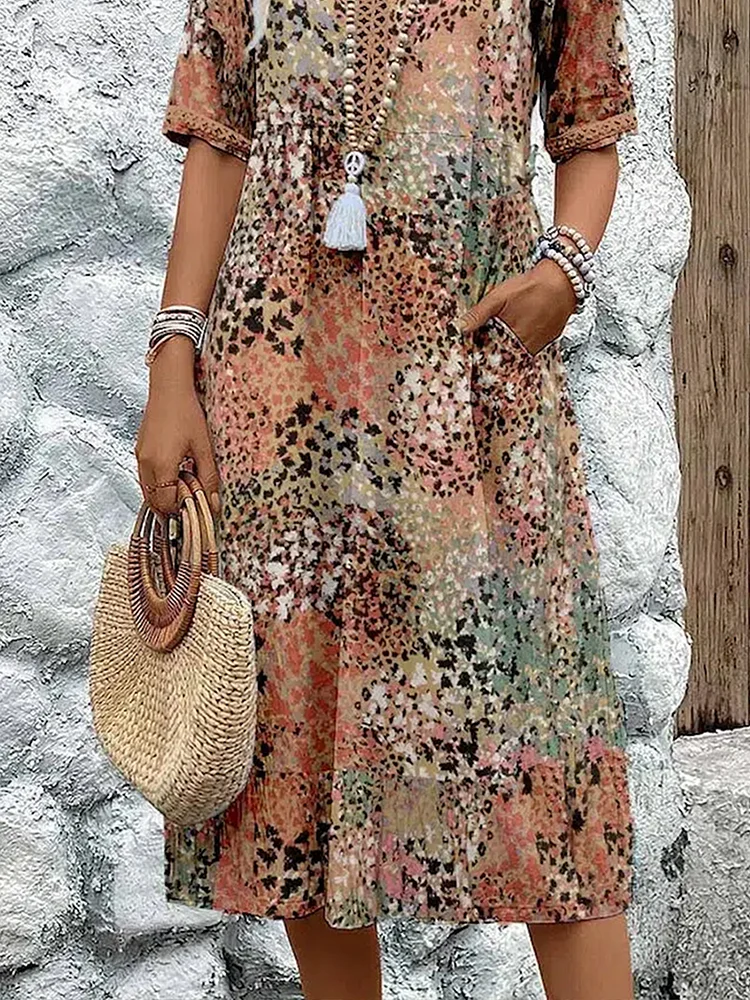 Fleur | Vibrant Pattern Midi Dress