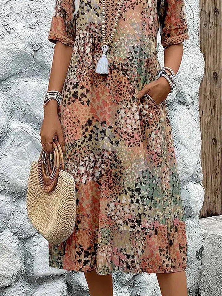 Fleur | Vibrant Pattern Midi Dress