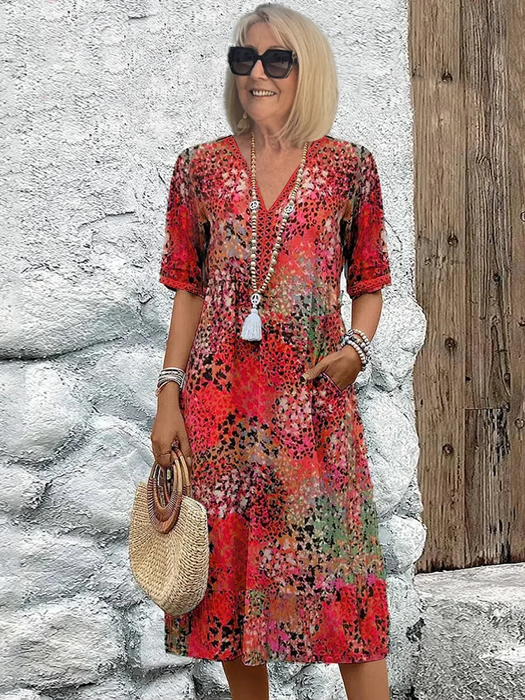 Fleur | Vibrant Pattern Midi Dress