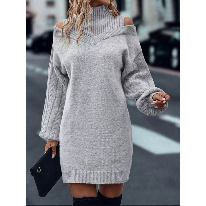 Thalia | Cold-Shoulder Turtleneck Sweater Dress