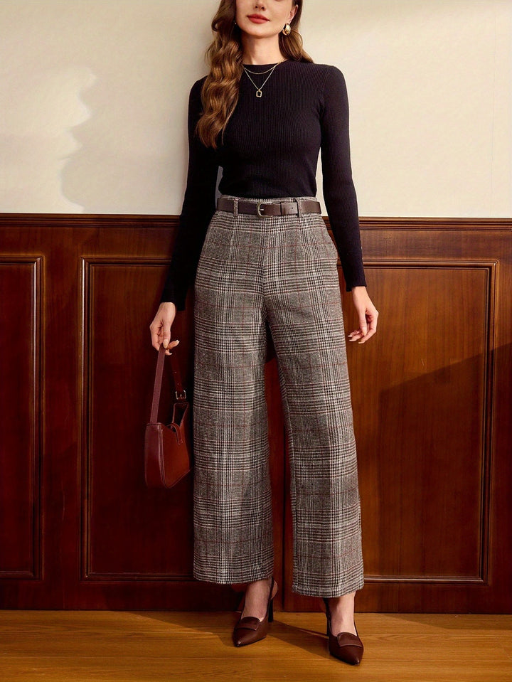 Whitney | Tailored Wide-Leg Checked Pants