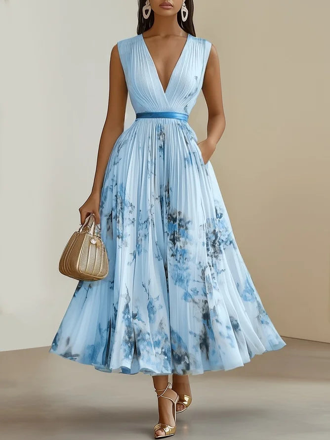 Livia | Elegant Sleeveless Long V-Neck Dress