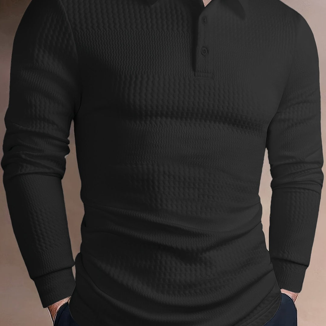 Reid | Textured Long Sleeve Polo Shirt