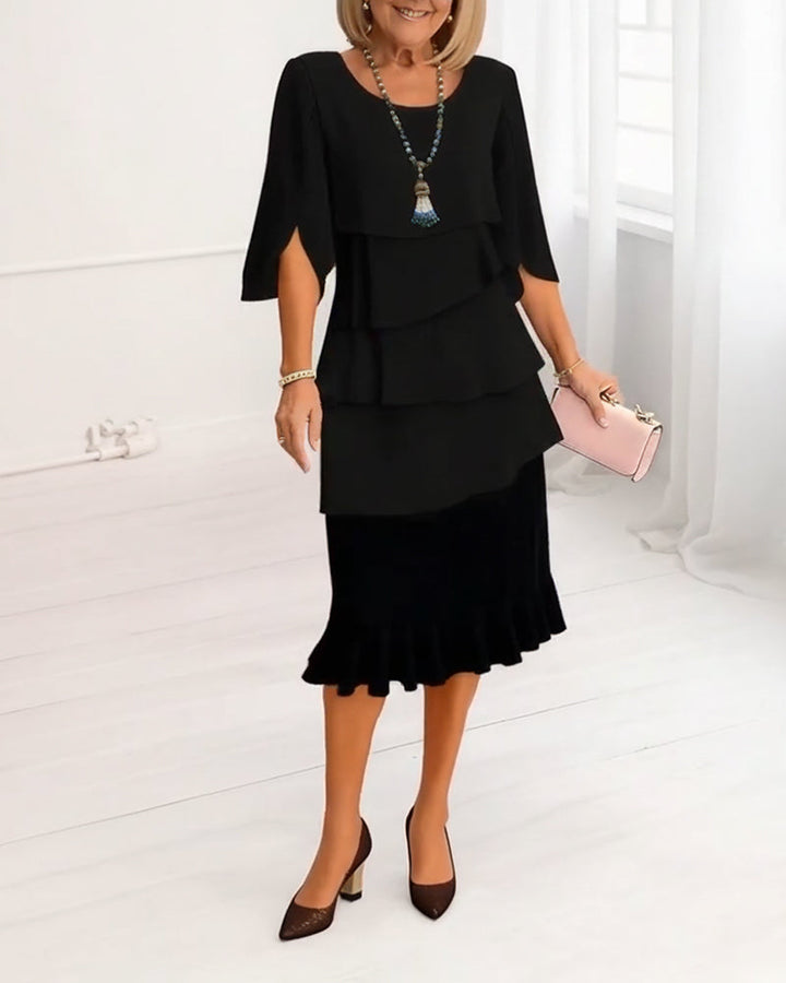 Jemma | Elegant Mid Sleeve Ruffle Dress