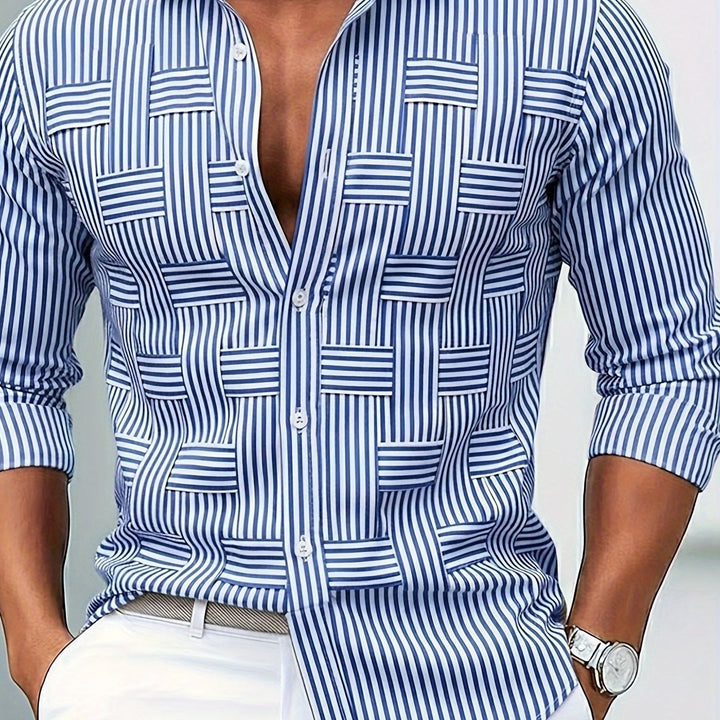 Julius | Woven-Texture Striped Long Sleeve Shirt