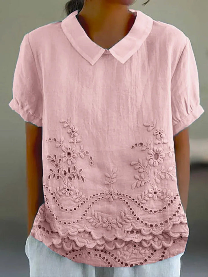 Holly | Elegant Floral Embroidered Shirt