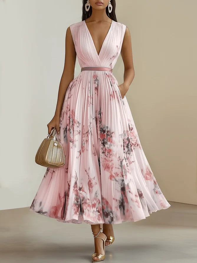 Livia | Elegant Sleeveless Long V-Neck Dress