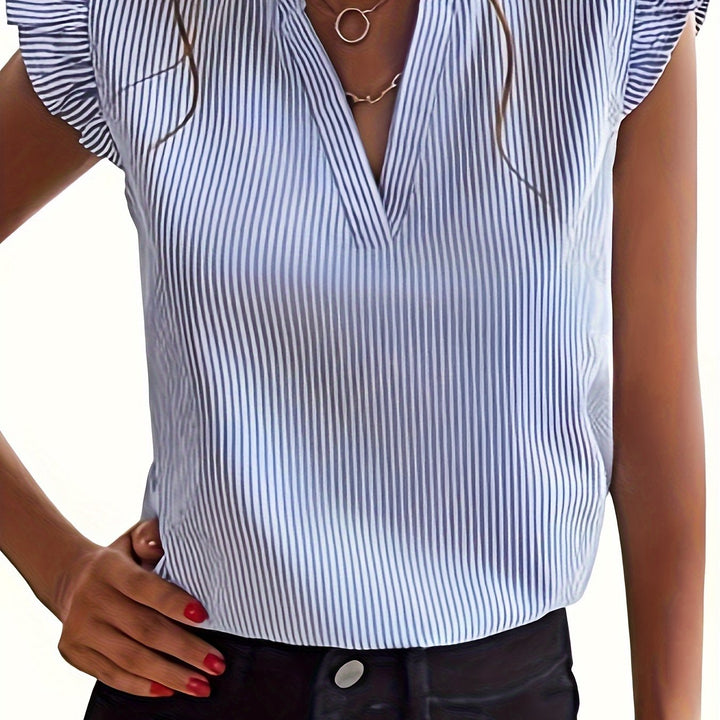 Jane | Striped Ruffle-Sleeve Blouse
