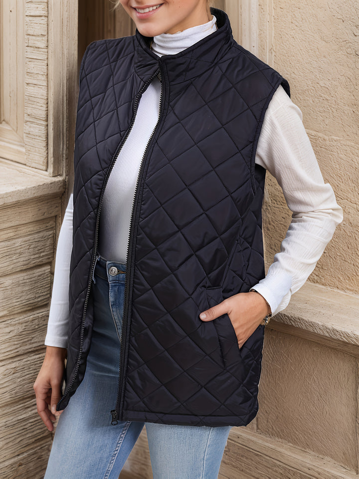 Marlise | Diamond-Quilted Longline Vest