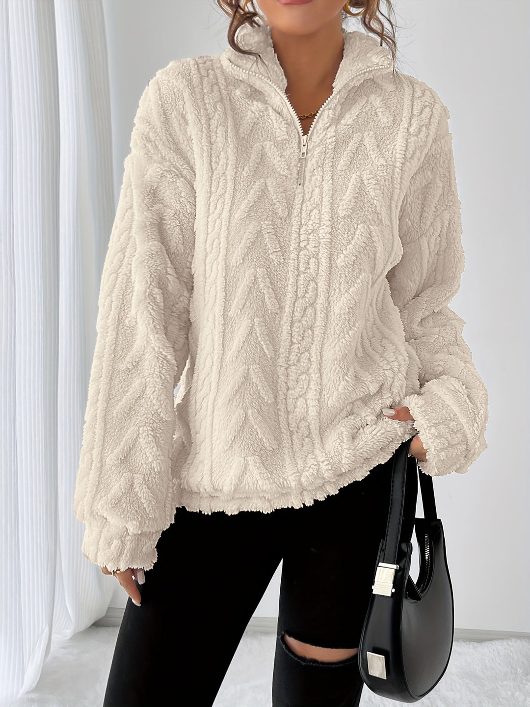 Loretta | Cozy Textured Stand-Collar Pullover