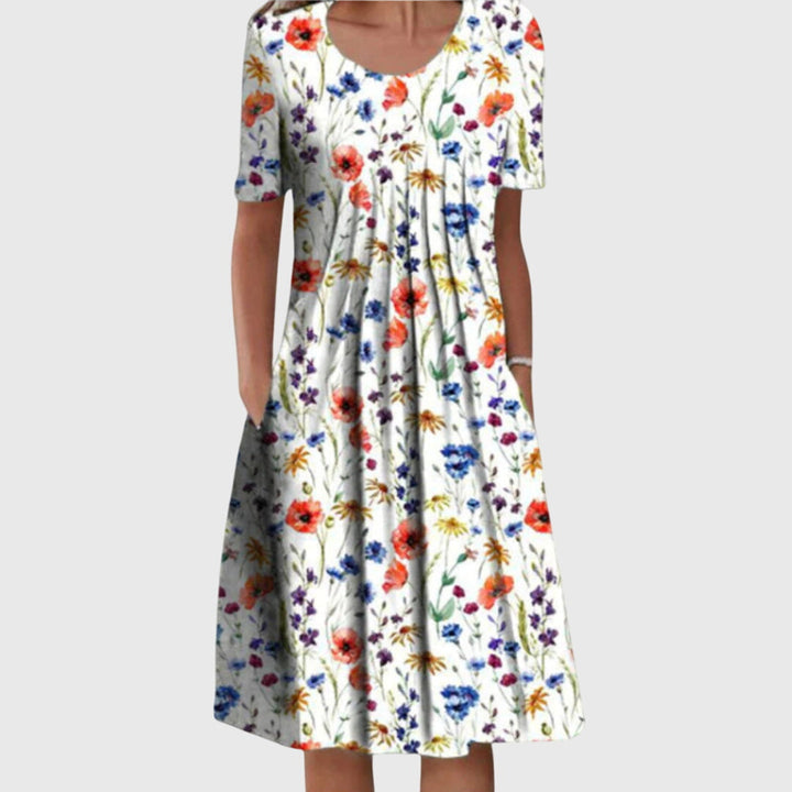 Gemma | Elegant Round Neck Printed Dress