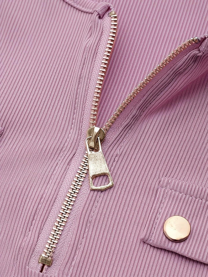 Priscilla | Ribbed Zip-Neck Top