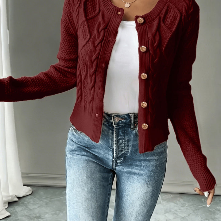 Iris | Cable-Knit Button-Front Cardigan