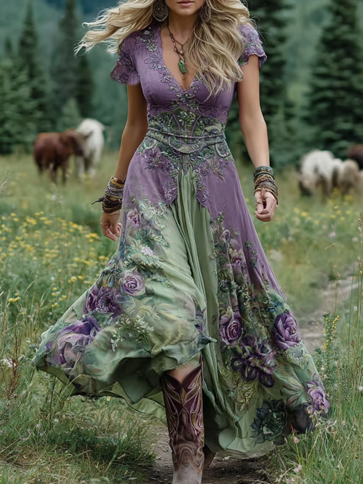Natalie | Classic Vintage Floral Maxi Dress