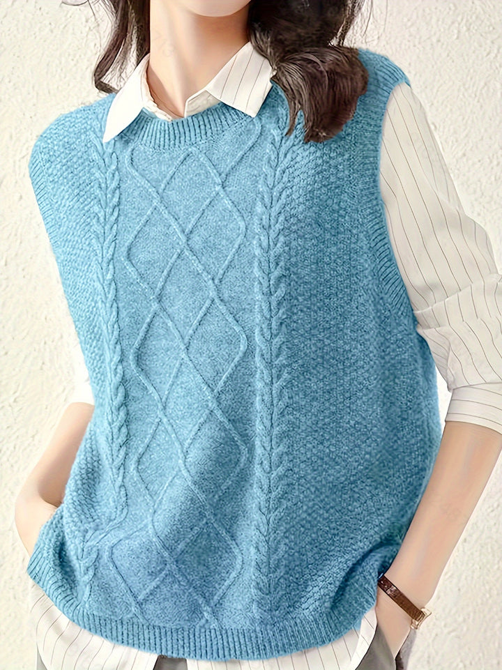 Tabitha | Cable-Knit Sleeveless Sweater Vest