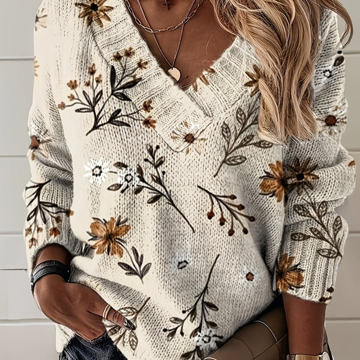 Adelaide | Botanical V-Neck Sweater