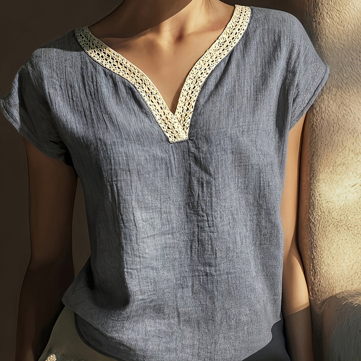 Nora | Decorative Trim V-Neck Blouse