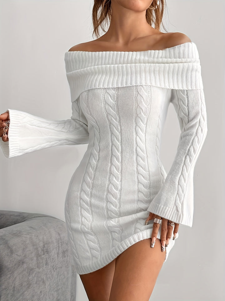 Marigold | Off-Shoulder Cable-Knit Dress