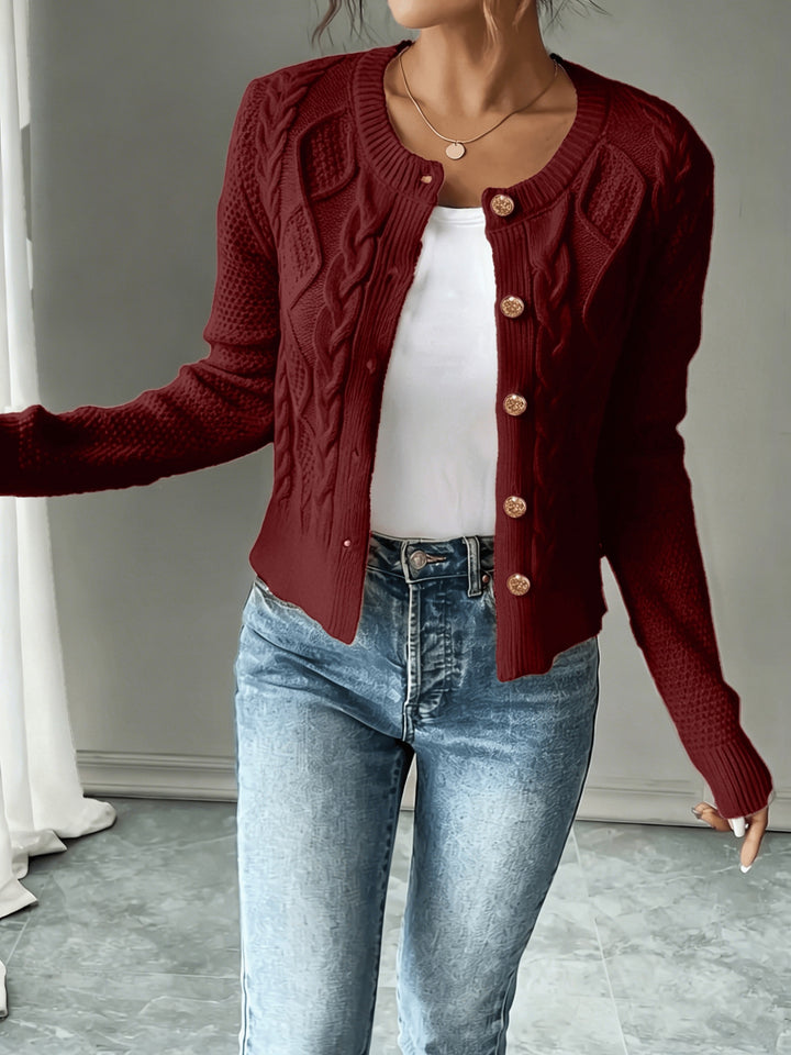 Iris | Cable-Knit Button-Front Cardigan