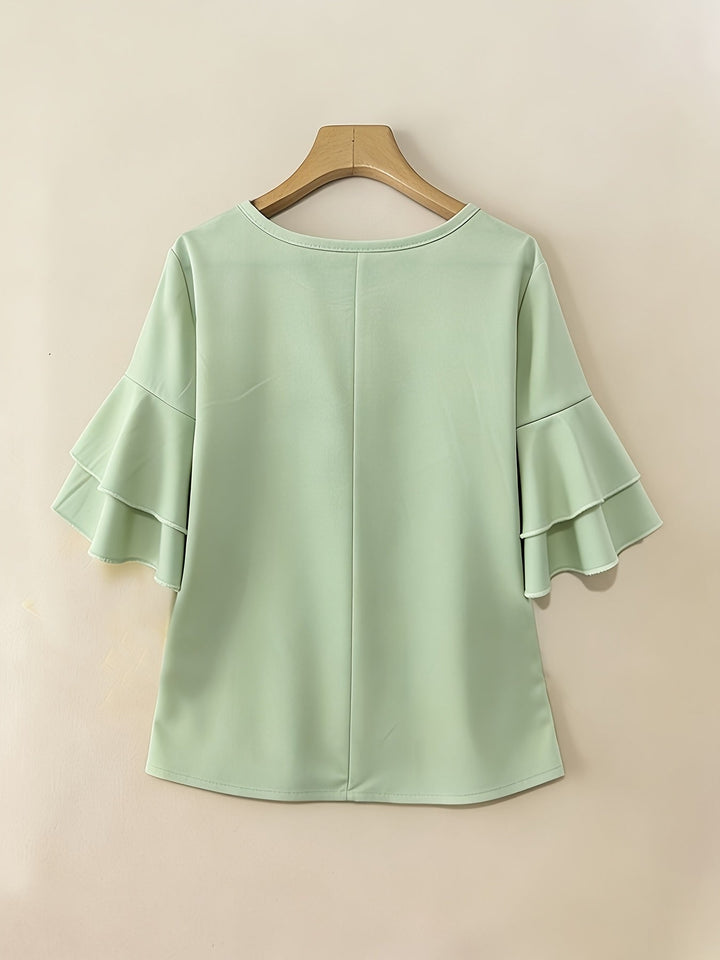 Eloise | Flowing Pearl-Button Blouse