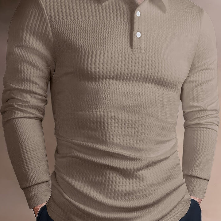 Reid | Textured Long Sleeve Polo Shirt