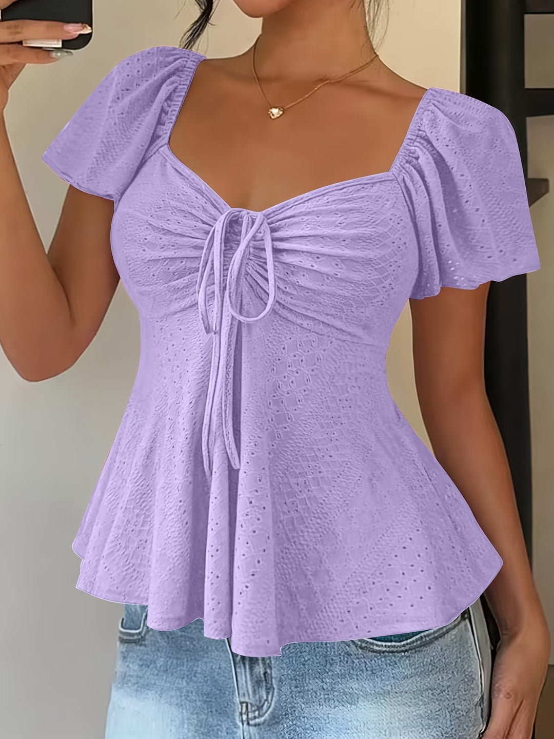 Darina | Breathable V-Neck Drawstring Top