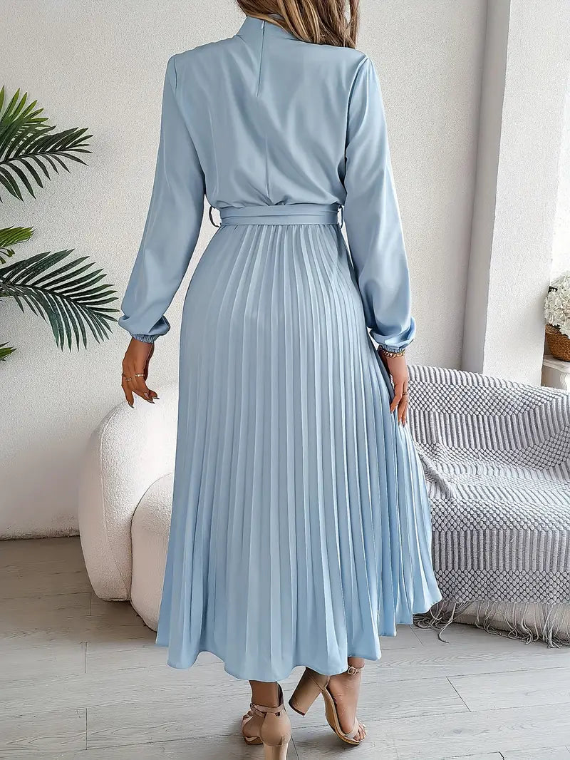 Evelyn | Elegant Pleated Belted Midi Dress