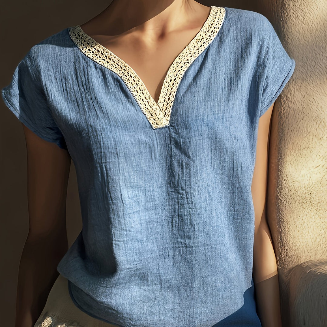 Nora | Decorative Trim V-Neck Blouse