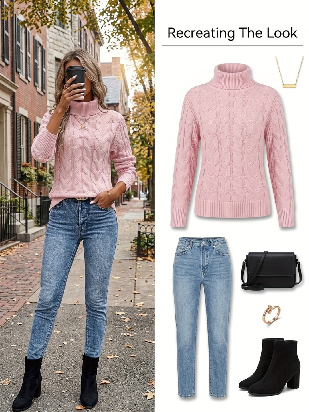 Delphina | Cable-Knit Turtleneck Sweater